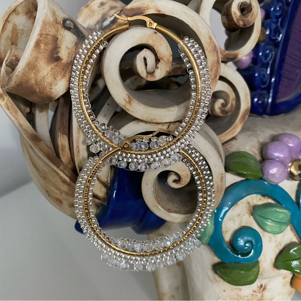 Hoop earrings Gold/Transparent colour